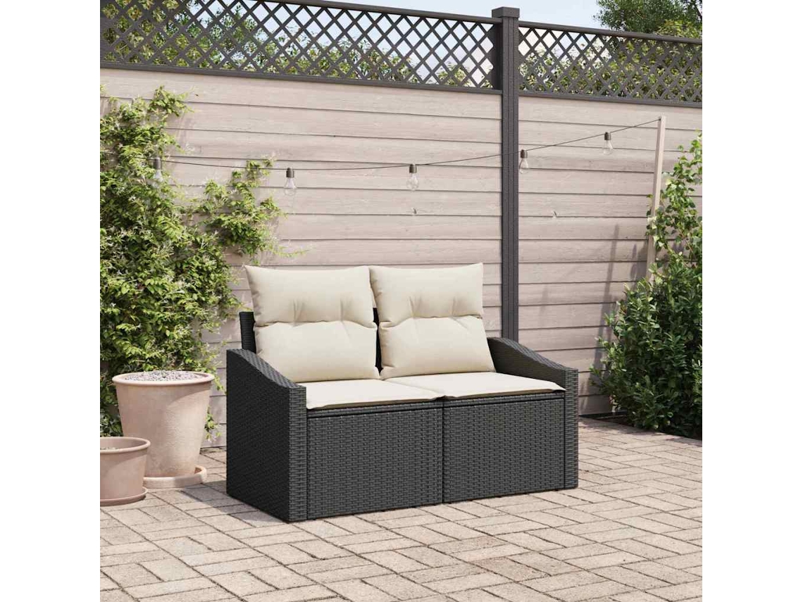 Vidaxl Sofá De Jardim Com Almofada 123 X 62 X 69 Cm Vime Pe