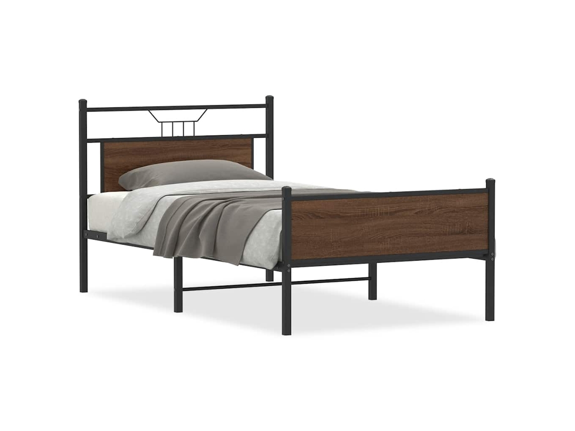 Bed Frame, Bed Frames Vidaxl Marrom Madeira Processada (100 X 190 Cm)