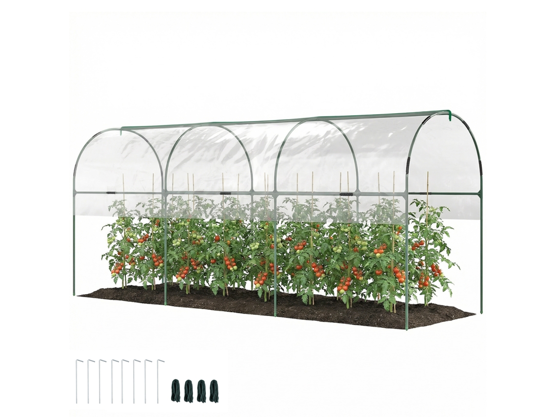 Estufa De Jardim Para Tomates Com 4 Arcos Em Aço, Lona Em Pvc 4 X 1,2 X 1,7 M Verde