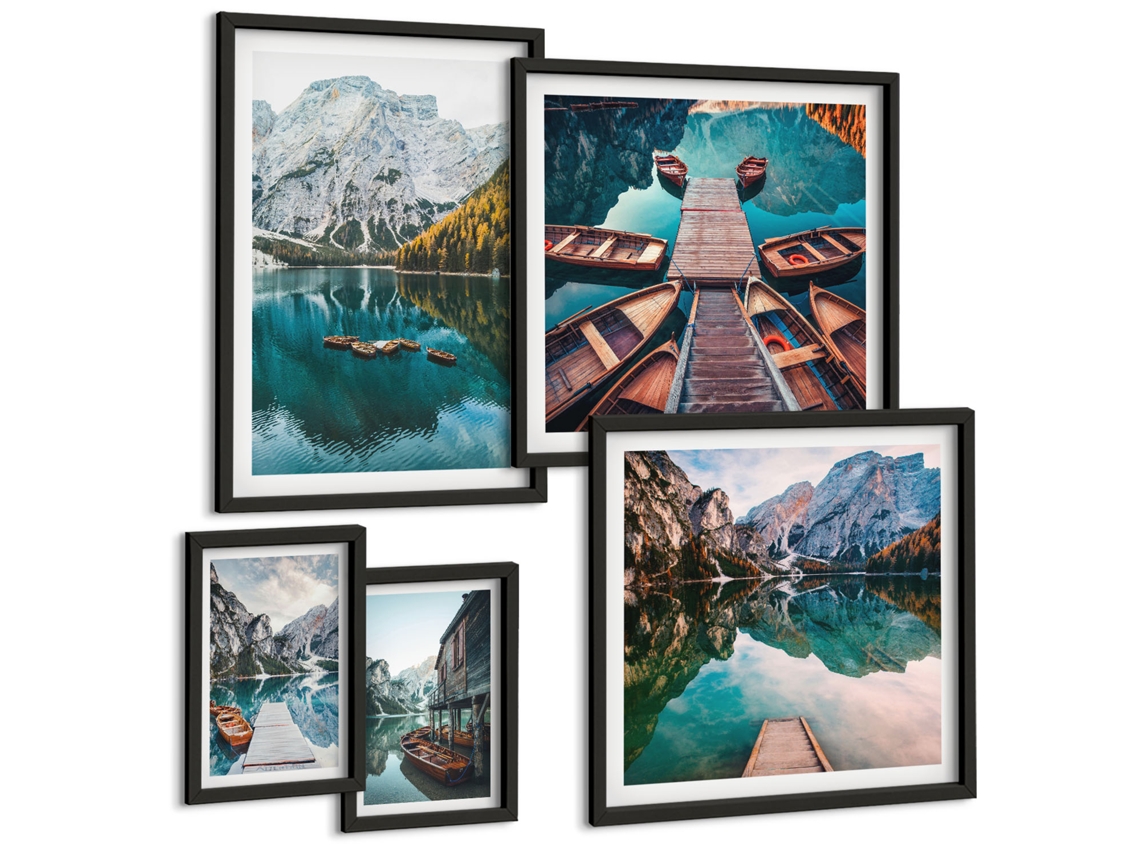 Conjunto De Pinturas Ilustrações Em Estilo De Cozinha Mediterrânea Moldura Preta Imagens Para Um Quarto Infantil Espelharte (conjunto De 5 Imagens)