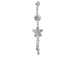 Anel De Umbigo Feminino Com Flor E Zircônia Tassel Moda