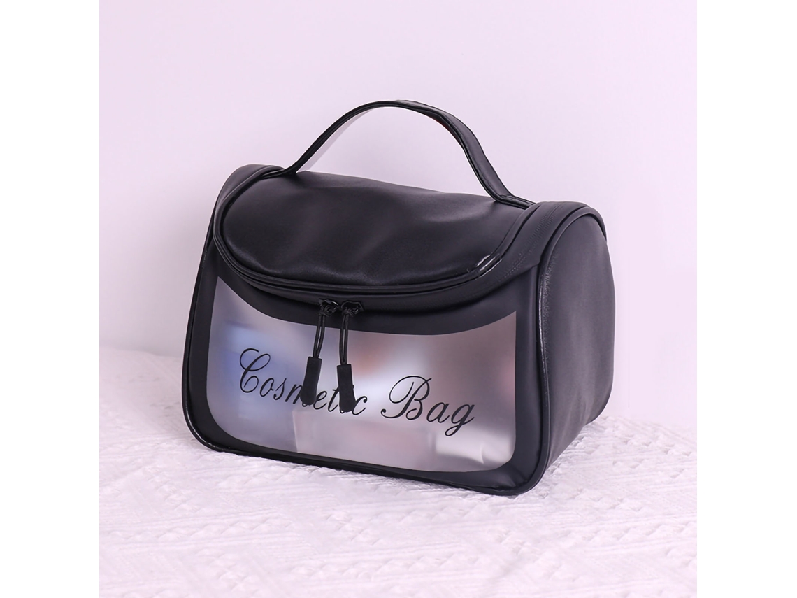 Bolsa De Maquiagem Transparente Para Viagem Com Grande Capacidade - Preta