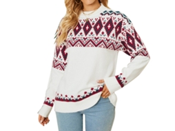 Laxiscreed Jersey Natal De Malha Com Gola Redonda, Manga Longa, Confortável Para Festas Femininas Azul M