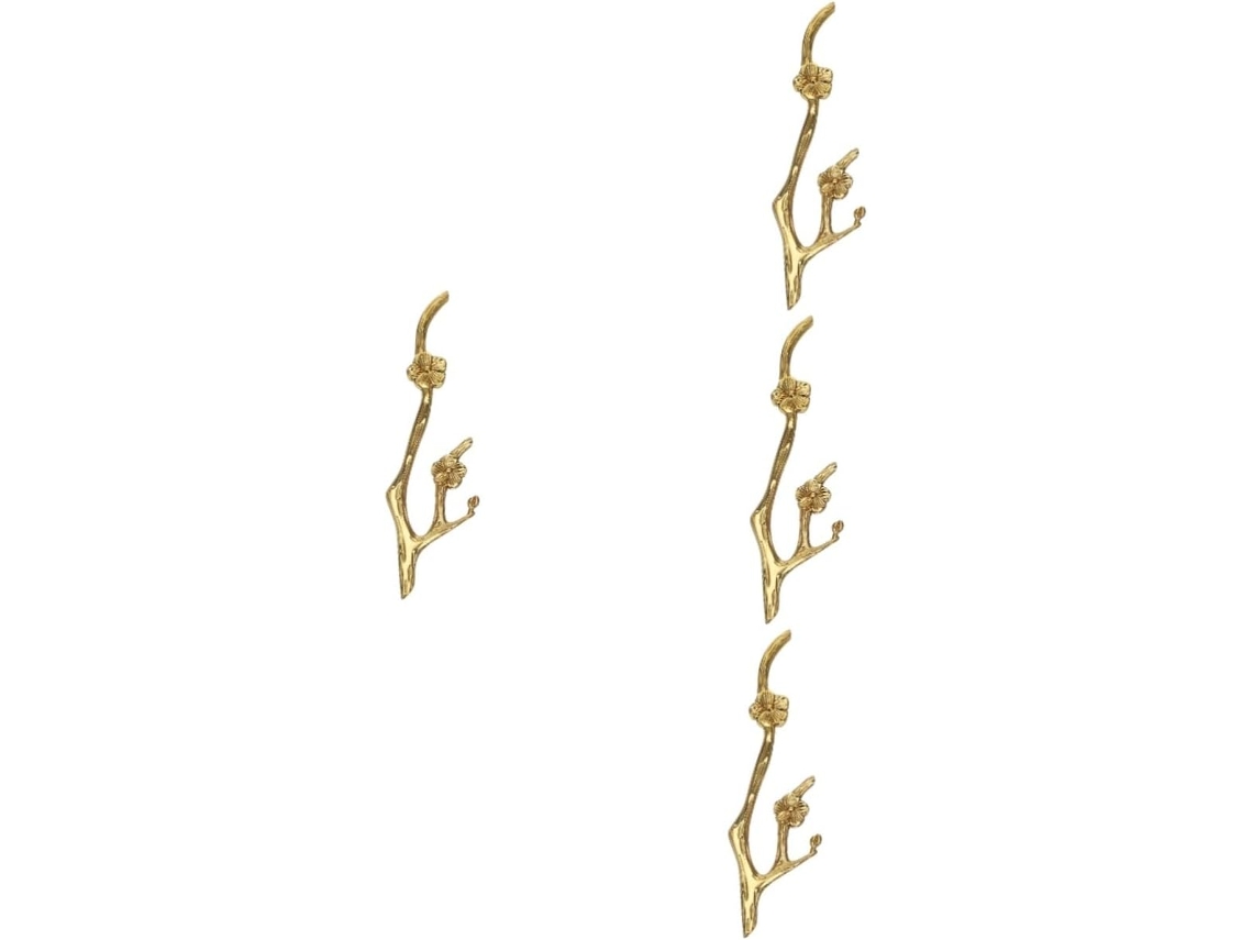 Yardenfun Conjunto De 4 Puxadores Latão Em Formato Galho Flor Para Armários, Gavetas E Outros Móveis Decorativos Para