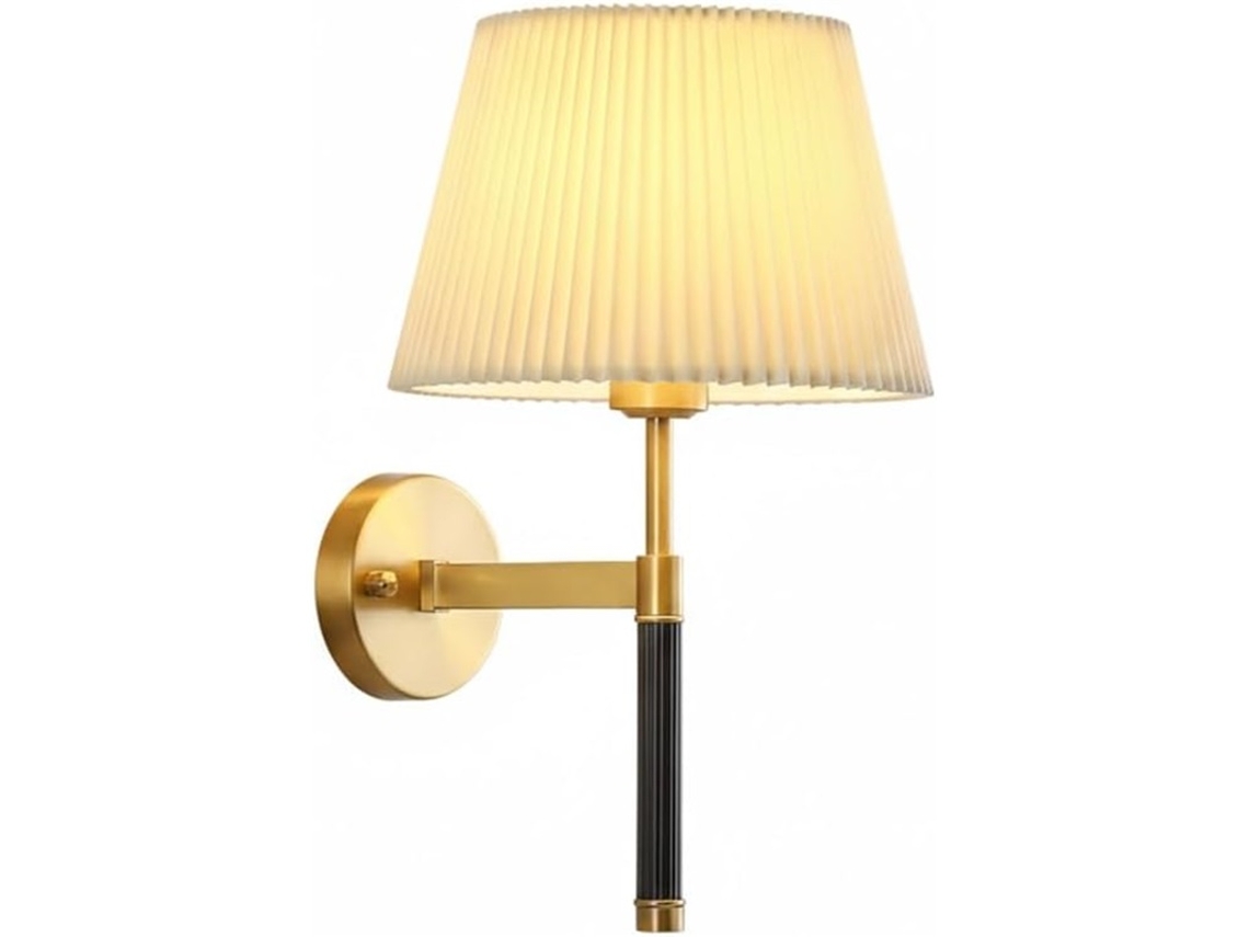 Aplique De Parede Amarelo E14 Moderno Clássico Com Cúpula De Tecido