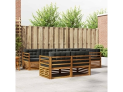 Vidaxl Conjunto De Sofás Para Exterior 7 Unid. Natural E Antracite