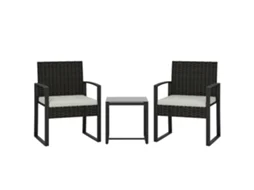 Conjunto de Jardim Aço e Vime Pe Cor Marrom e Creme 55x58x76 cm Outsunny