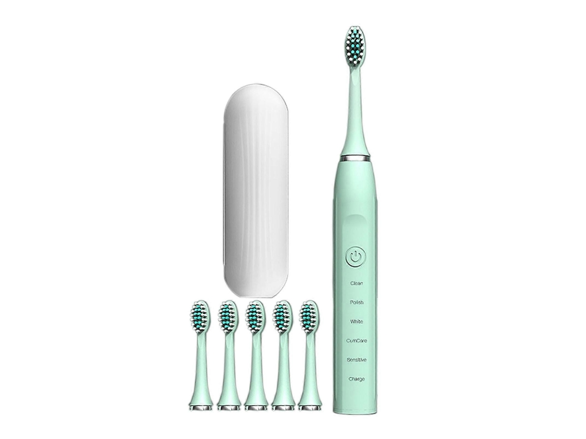 Escova De Dentes Elétrica Com 6 Cabeças De Escova, Estojo Para Escova De Dentes, 5 Modos De Limpeza, Temporizador Inteligente De 20 Velocidades,