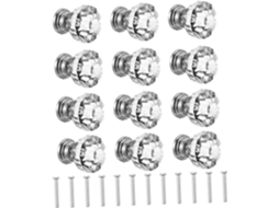 Conjunto De 12 Puxadores Cristal Para Armários Cozinha, Gavetas E Portas Ideal Para Decoração De Interiores