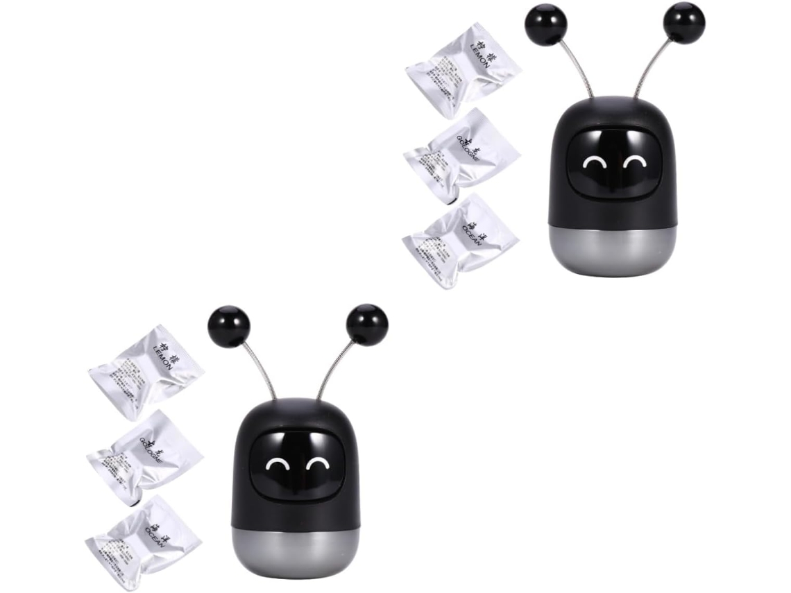 Difusor de ar para carro com clipe Robô e 2 peças, com refil incluso.