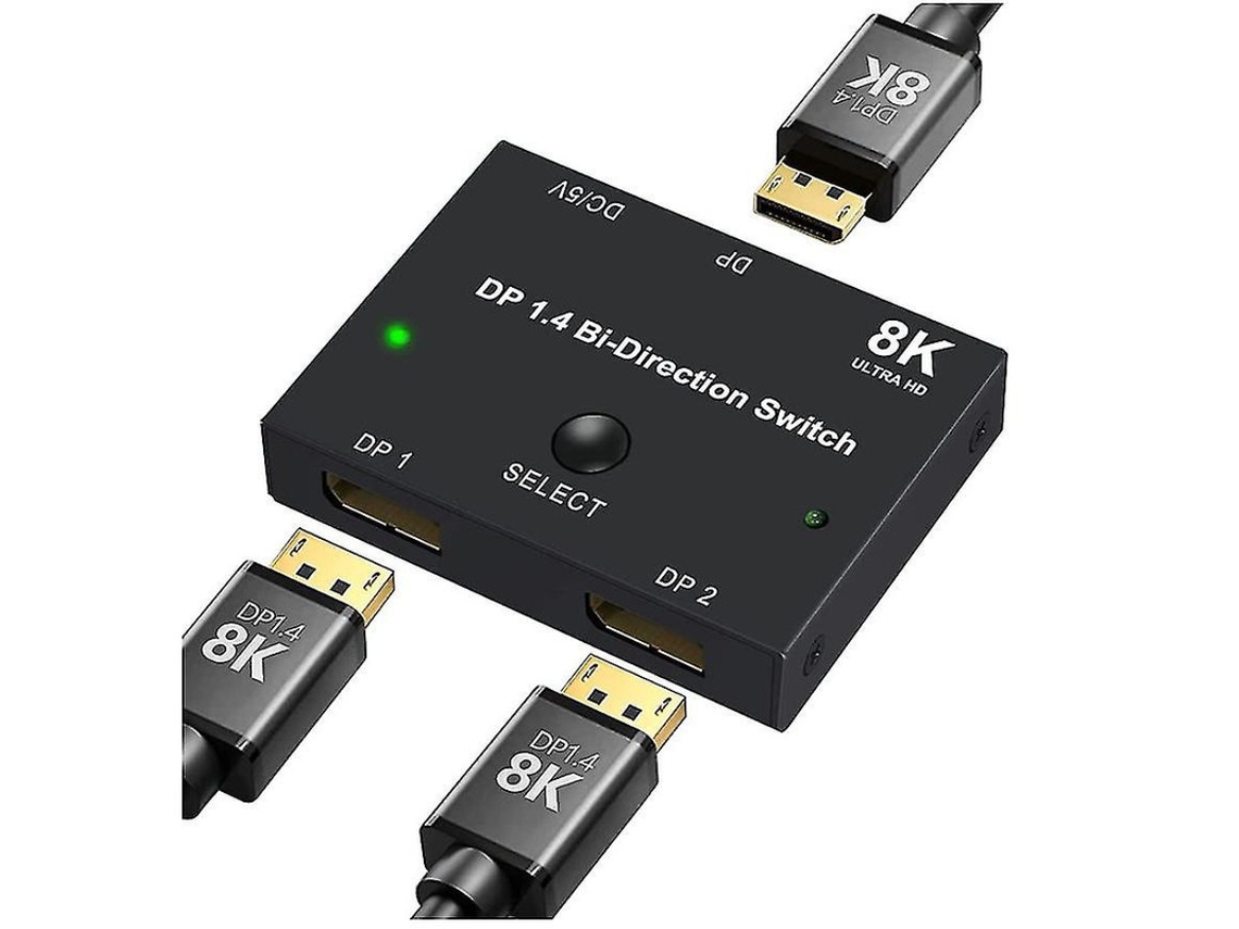 Displayport Switch Bidirectional Splitter Switch Suporte 8k 30hz 4k 120hz 1080p Para Pc Laptop Monito E Mais Dispositivos Bestvite (preto)