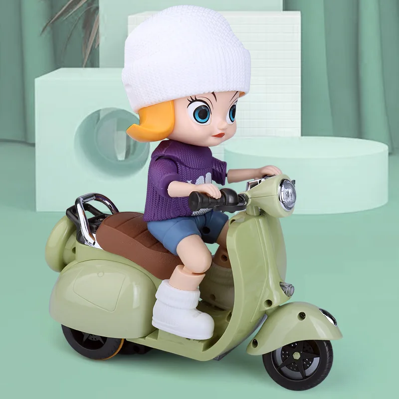 Triciclo Infantil Acrobático com Luzes Led, Brinquedo de Carro Acrobático Giratório MDUG (verde)