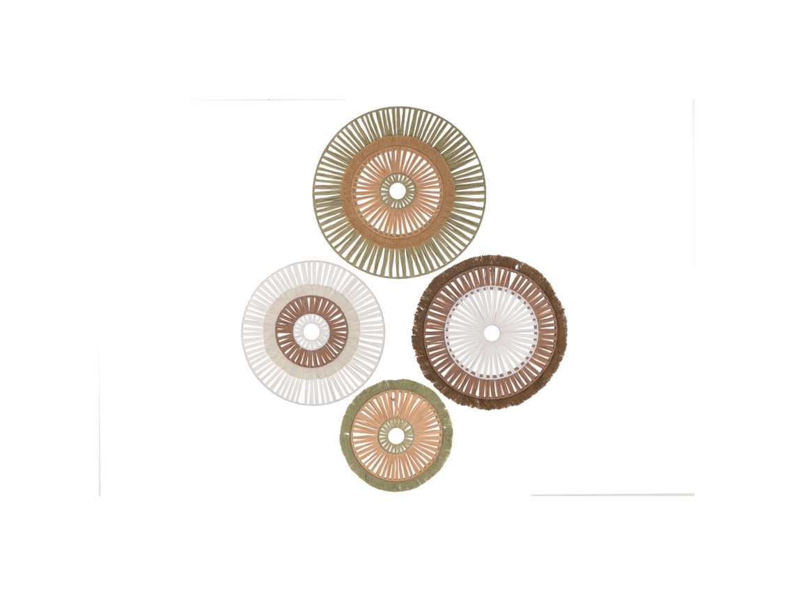 Conjunto de 4 Enfeites de Parede em Ráfia Metálica Verde, Medindo 48x2x48cm. ALEXANDRA HOUSE LIVING
