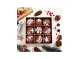 Enfeite De Natal Em Formato De Bola, 8 Cm/9 Peças. Igvtrade