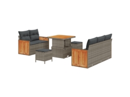 Conjunto 10 Conjunto De Sofá De Jardim Vidaxl Cinzento Vime Pe (179 X 173 X 85 Cm)