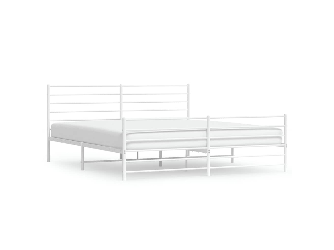 Estrutura de Cama com Cabeceira e Pés Metal Branco MAISON EXCLUSIVE 183x213 cm