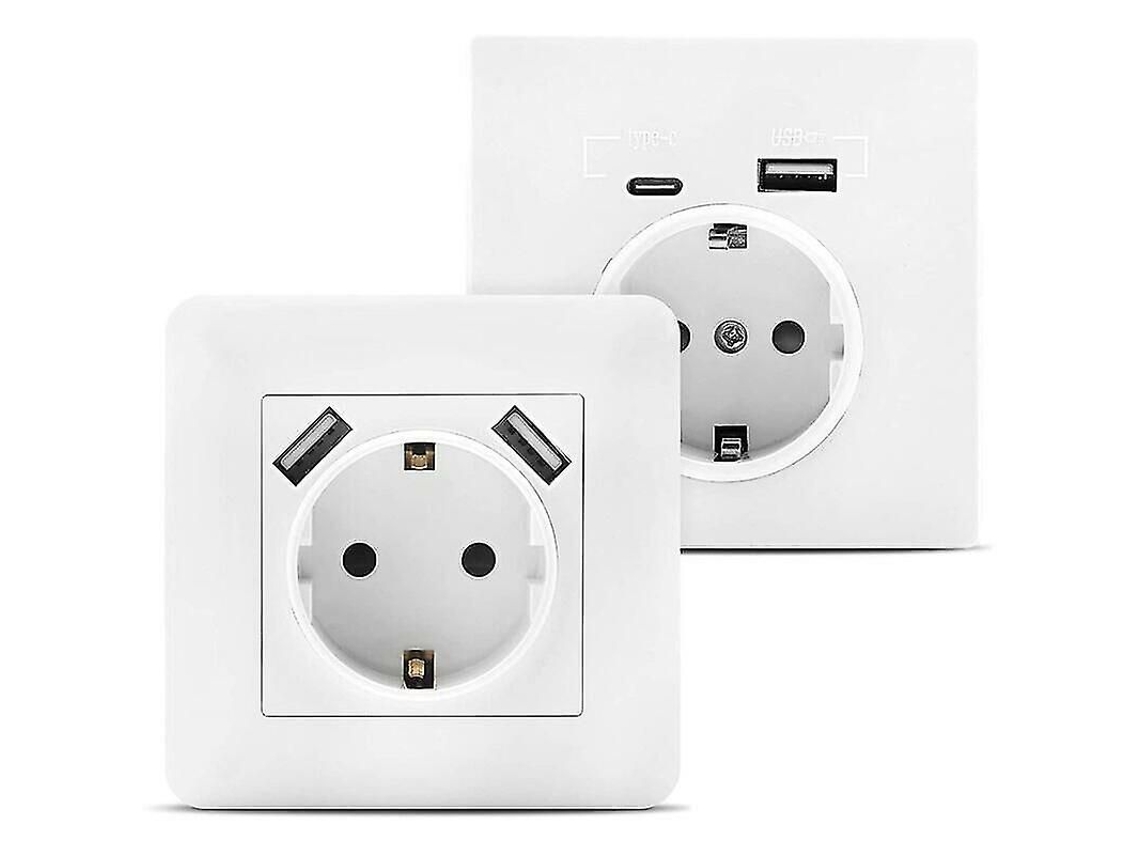 Toma De Parede Com 2 Portas Usb (a E C) 3a, Proteção De Segurança, Carregamento Rápido, Compatível Com Caixas Embutidas Padrão