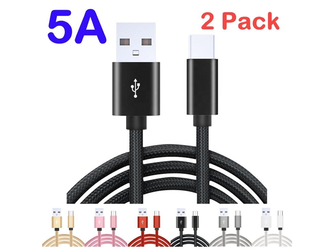 Pacote Com 2 Cabos Usb-c 5a Laddkabel 2m Para Carga Rápida E Comprimento Extra