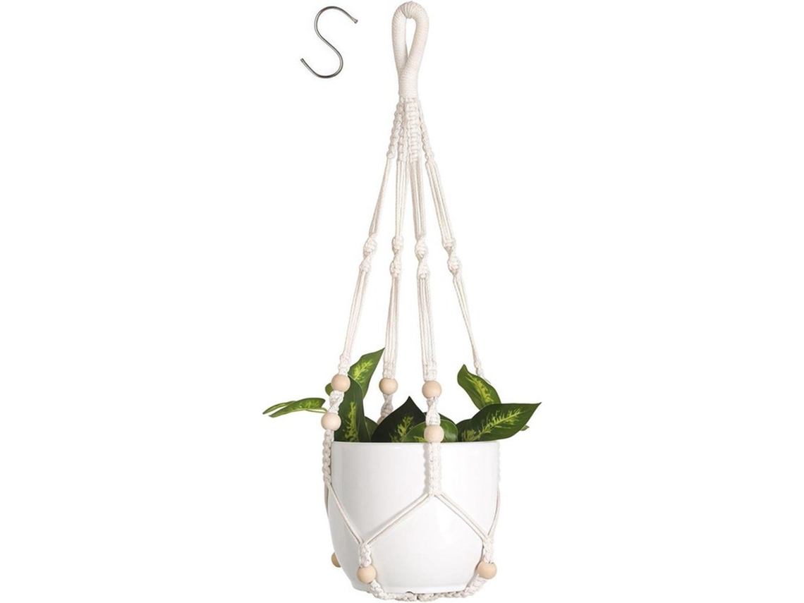Corda De Algodão Hanger De Macramé De Planta Com Ganchos De Pendurar - 35 Polegadas