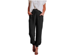 2026 pantalones Deportivos para Mujer Suaves com Cintura Elástica e Cordão Bolsos Amples XL Negro