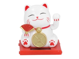 2026 gato da Sorte Solar de 2 Polegadas com Caixa Transparente, Braço Móvel, Decoração para Lar, Escritório e Mesa, Branco