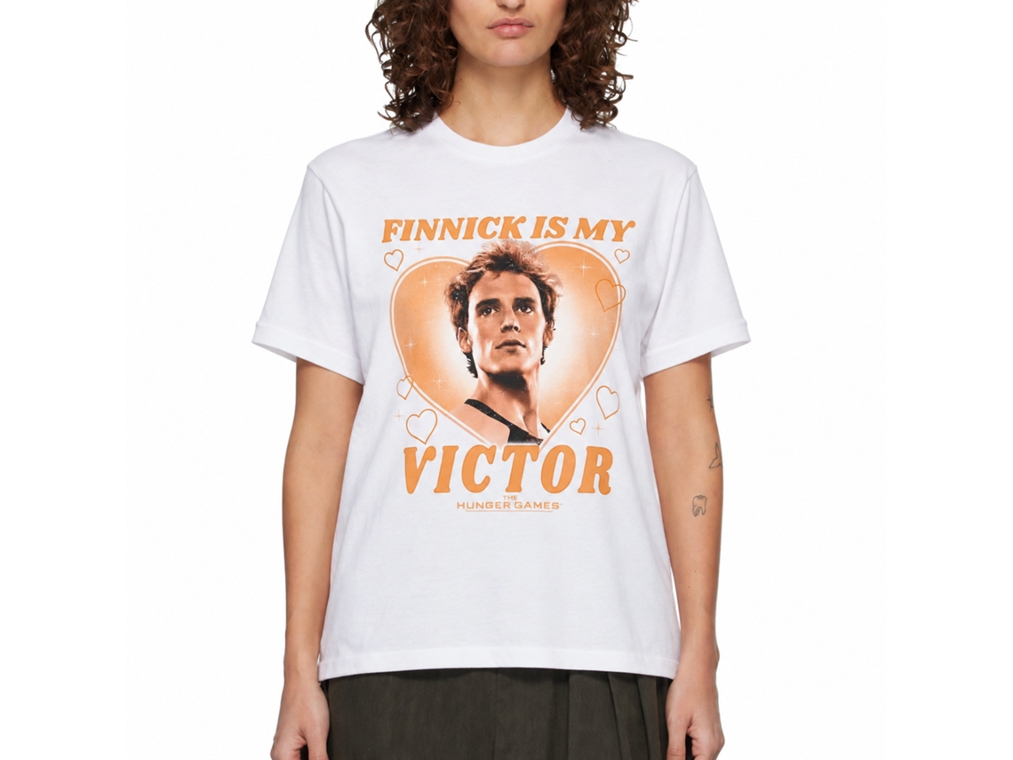 Rockinstone Hunger Games Finnick Is My Victor White T-shirt Size:m