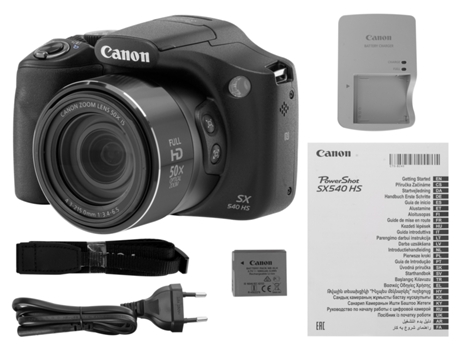 Máquina Fotográfica Bridge CANON Powershot SX540 HS (Preto - 20.3 MP - ISO: Auto até 3200 - Zoom Ótico: 50x) — 20.3 MP | ISO auto até 3200 | Zoom ótico 50x