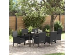 Vidaxl Conjunto de Jantar para Jardim com Almofada 7 Pcs Preto Vime Pe