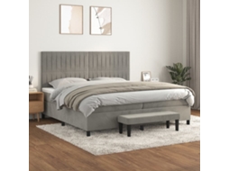 Cama Com Molas/colchão 200x200 Cm Veludo Cinzento-claro