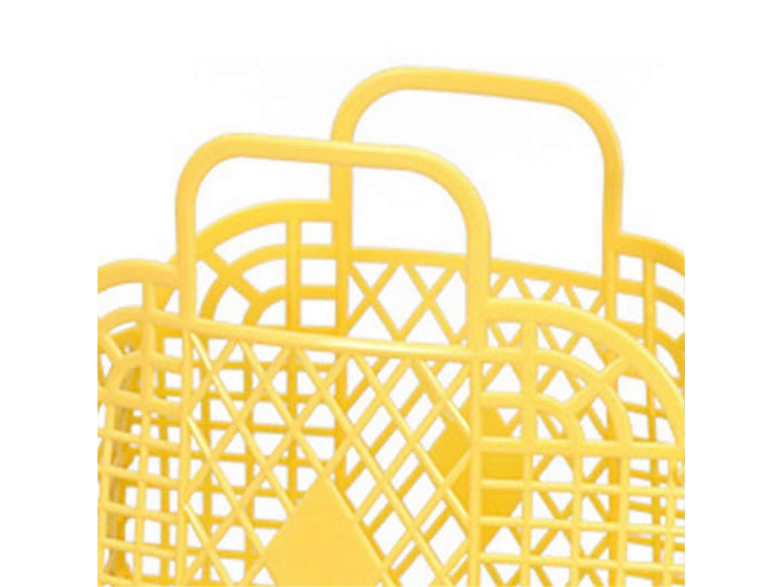 Cesto De Armazenamento Oco De Plástico Reutilizável, Portátil E Dobrável Para Praia, Casa, Cabeceira, Compras, Brinquedos E Roupas, Amarelo, 250