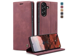 Capa Para Samsung Galaxy A37 5g Multifuncional Horizontal De Couro Vermelha