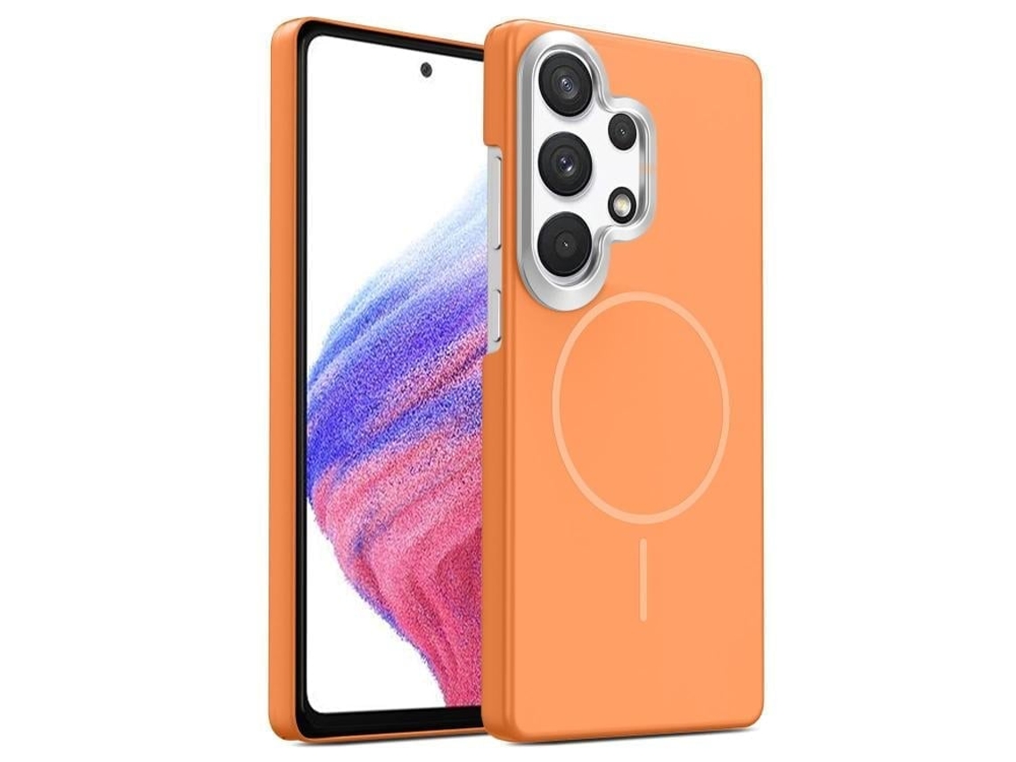 Capa Para Samsung Galaxy A53 5g Fina Circular Magsafe À Prova De Choque Dourada Em Policarbonato Laranja