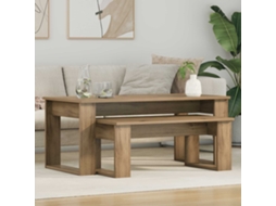 Vidaxl Conjunto De Mesas De Café 2 Pcs Carvalho Artesanal