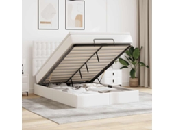 Vidaxl Estrutura De Cama Otomana Com Colchão Branco Couro Falso