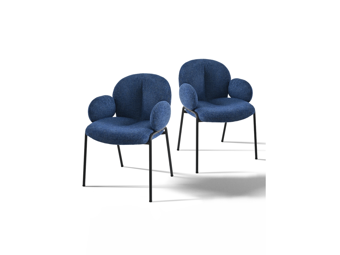 Cadeiras de Jantar GOEURVANT 1235 (conjunto de 2, Azul, Chenilha)