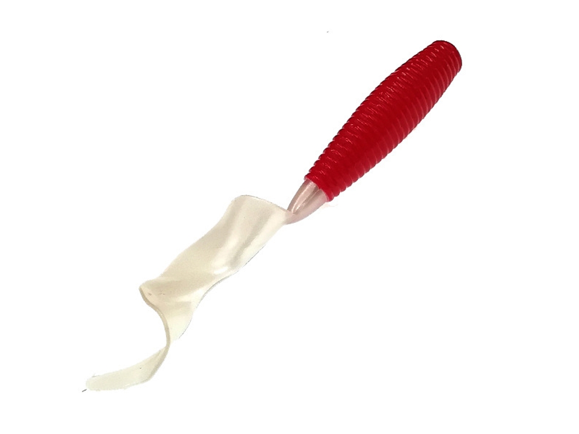 Pacote com 10 Iscas Artificiais de Silicone MDUG, vermelho e branco, 65 mm