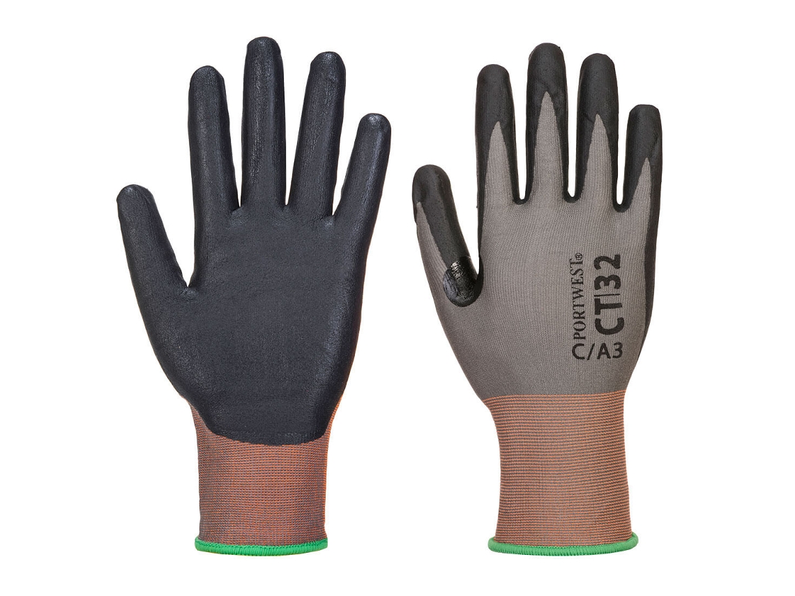 Luvas De Nitrilo Ct Cut C18 Proteção E Conforto / Cinza Preto / S Portwest