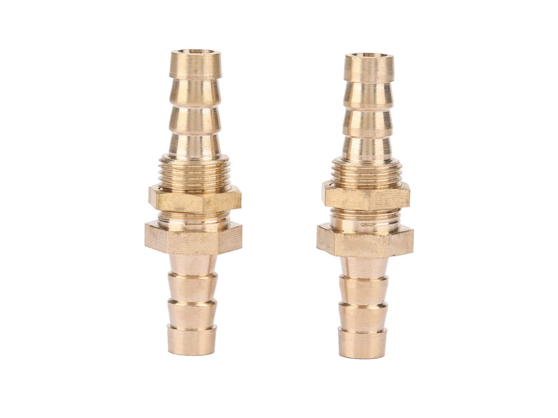2 Peças Conector De Tubo De Latão Bulkhead Com Adaptador De Mangueira Barbón (10mm)