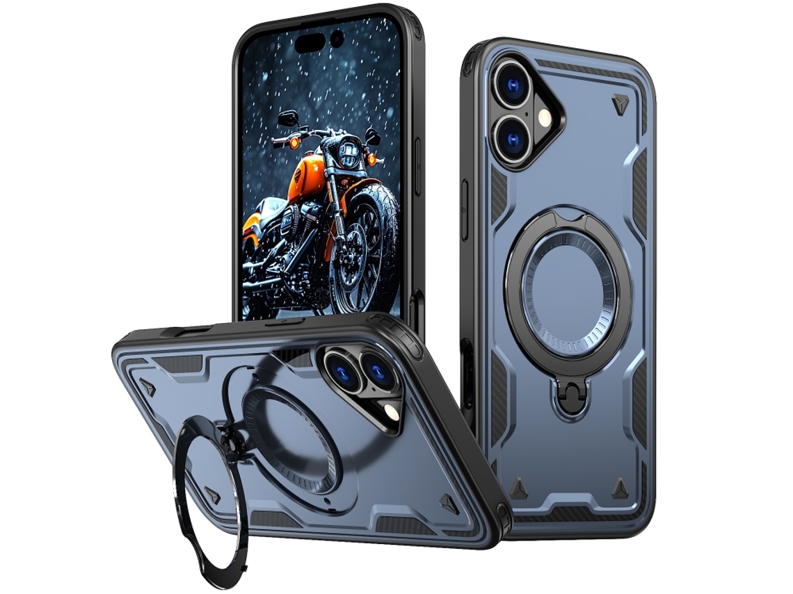 Capa Armor Híbrida Pc Tpu Para Iphone 16 - Suporte De Anel Magsafe
