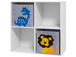Estante Infantil 2 Caixas Organizadoras Branca Cinza 61,8x29,9x61,8 Brinquedos