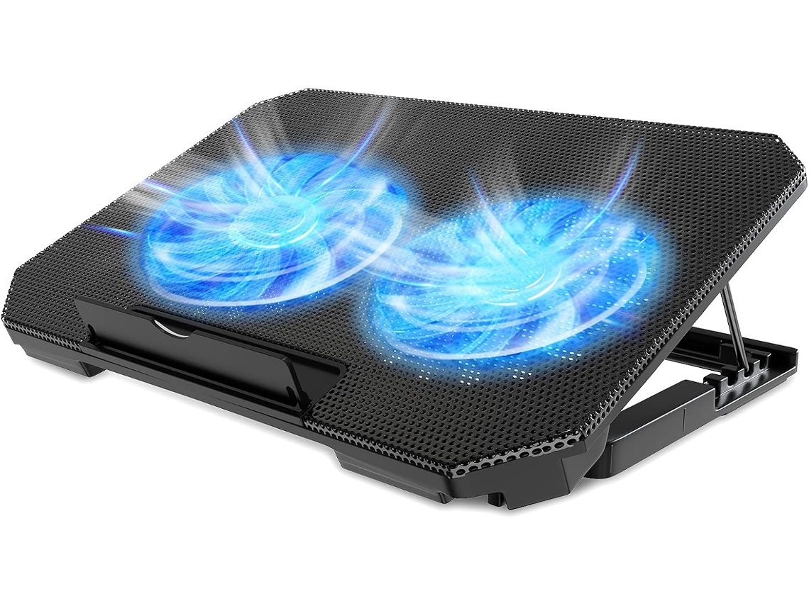 Base Arrefecimento Portátil 2 Ventiladores Led Azul Ajustável