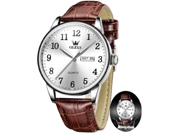 Lurelia Relógio Masculino, Movimento De Quartzo, Data/calendário, Couro, Branco, Dourado