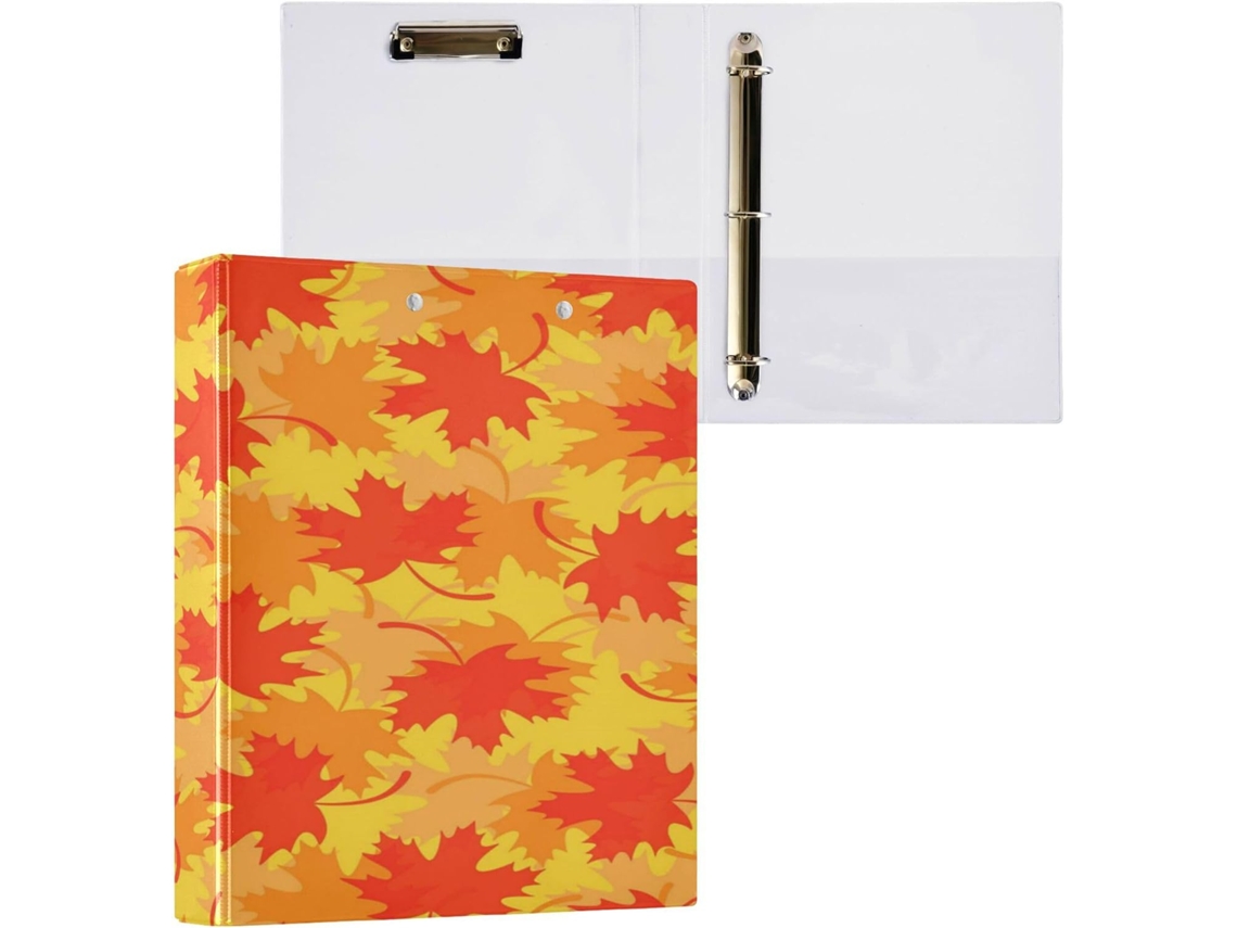 Conjunto de 1 1/2 Fichário 3 Argolas 3,8 Cm com Capa Bolso para Material Escolar, Dura, Folhas Temáticas Ação