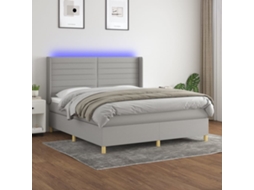 Vidaxl Cama Box Spring C/ Colchão E Led 160x200 Cm Tecido Cinza-claro