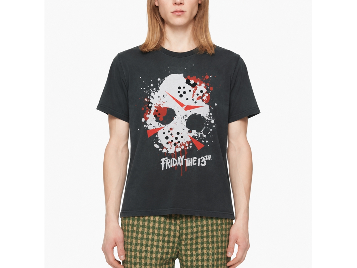 Rockinstone Friday The 13th Mask Splatter Black T-shirt Size:xxxl
