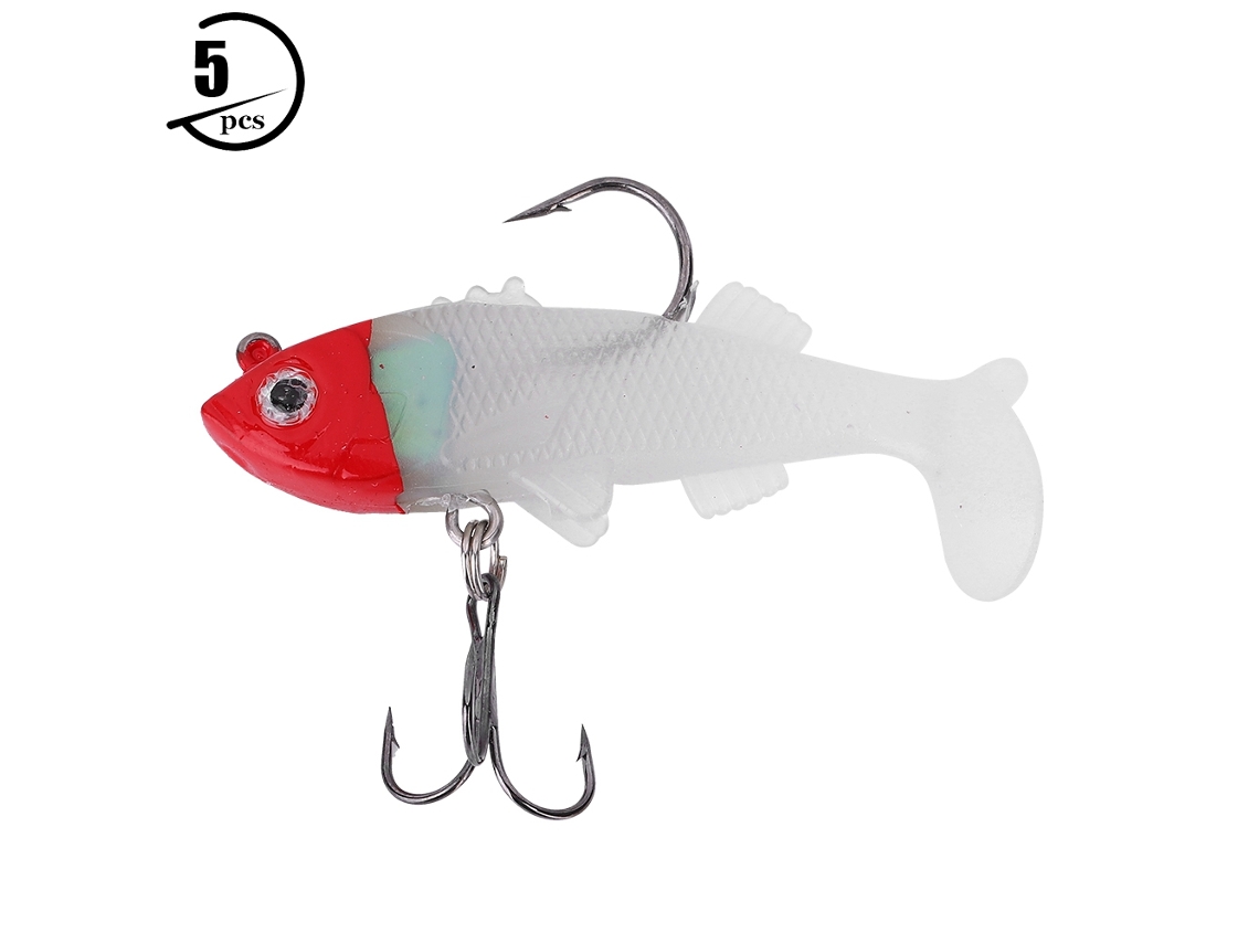Lead Sinker Soft Bait Lure, Bionic Fish Attracting With Hook, 5 Pieces Per Pack