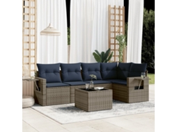 Vidaxl Conjunto De Sofá De Jardim Com 6 Peças E Almofadas Em Rattan Sintético Cinza