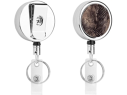 Porta Crachá Clássico Em Pele De Cobra, Elegante E Durável, Retrátil Em Metal, Com Cordão De Nylon De 68cm, Ideal Para