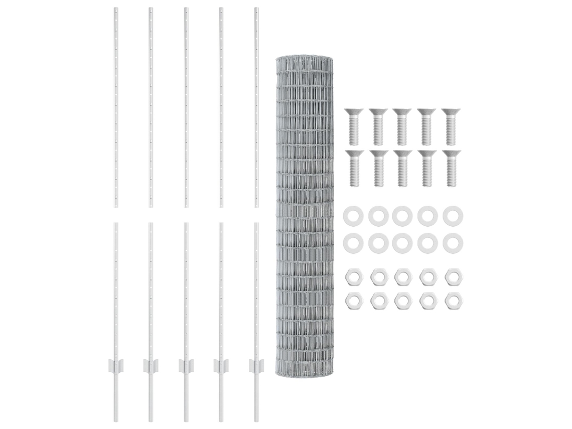 Conjunto 1 Barreira Externa Vidaxl Prateado Aço (10 X 1,5 M)