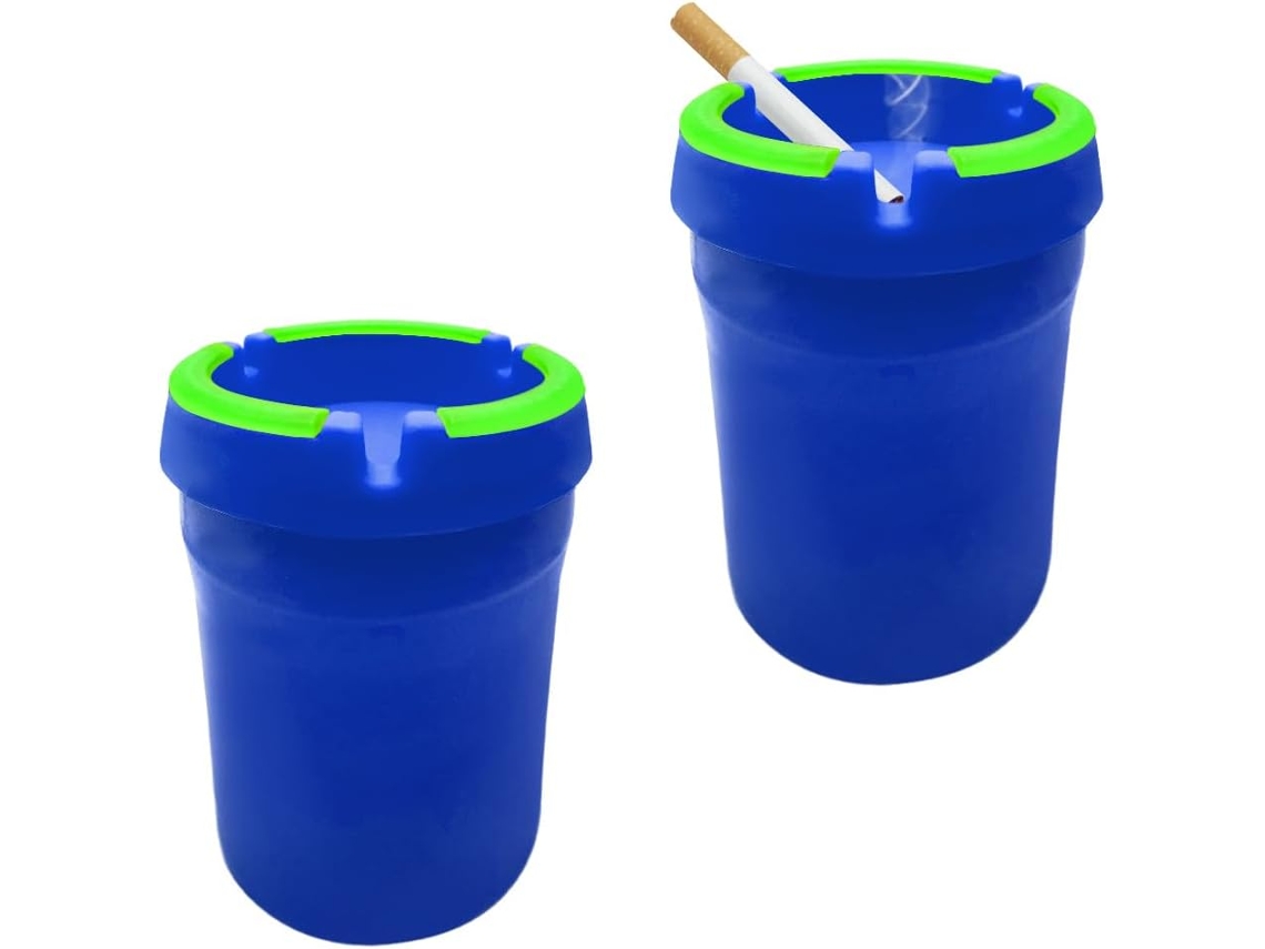 Conjunto De 2 Cinzeiros Automotivos De Plástico Fosforescente Com Tampas, Porta-copos Autoextinguíveis
